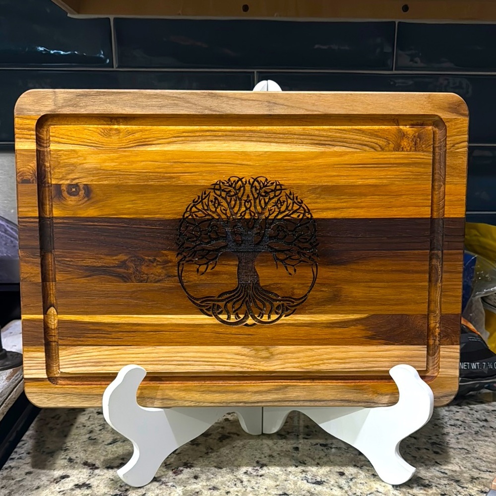 CUSTOM ENGRAVED TEAK CUTTING BOARD - Picture 3 of 8